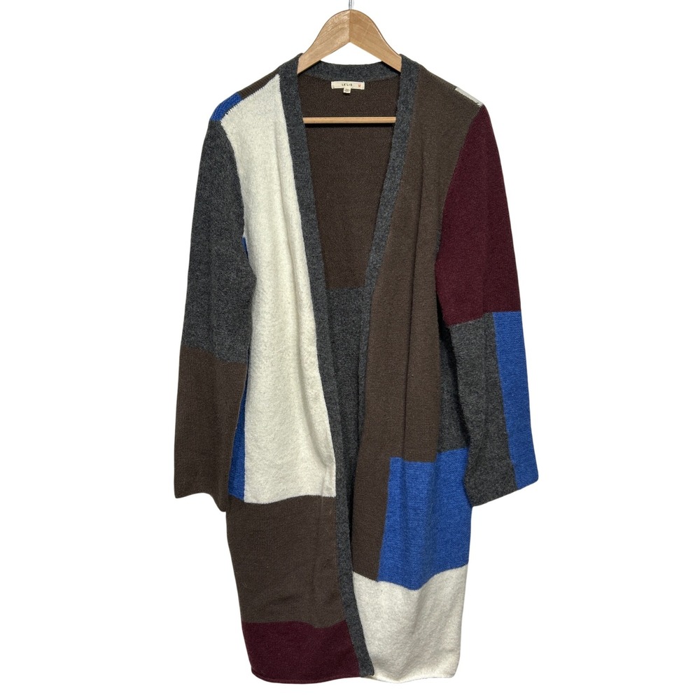Le Lis Colorblock Patchwork Long Open Front Cardi… - image 3